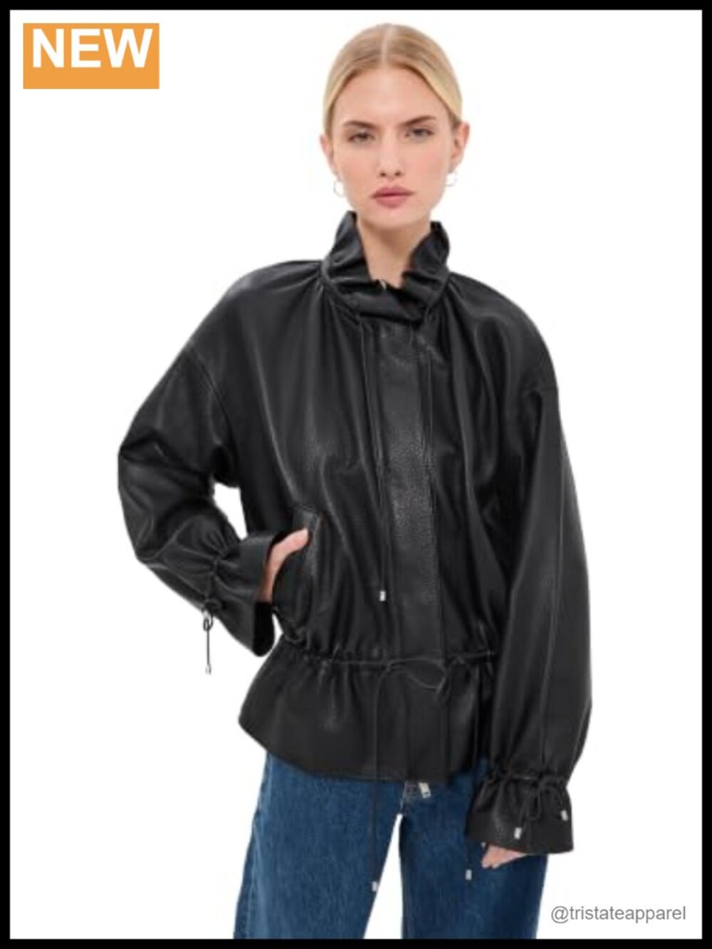 Women's Leather Cinched Parka Lambskin Jacket